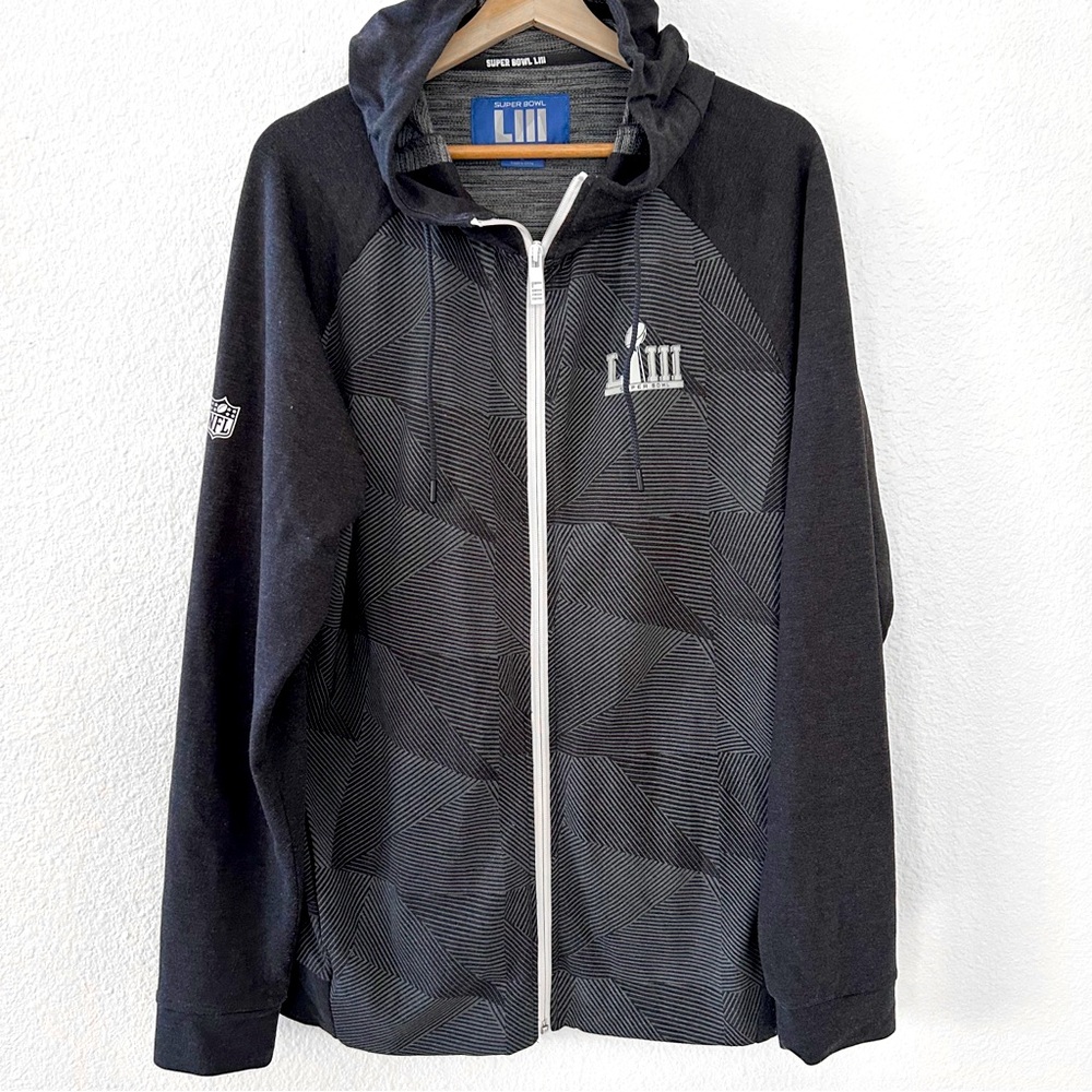 Men’s Hoodie SUPERBOWL 53 Geometric White Zipper Football NFL